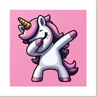 Funny Dabbing Unicorn Cute For Unicorn Lover Posters and Art